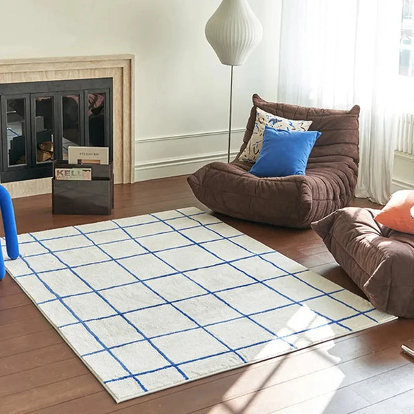 Color Irregular Plaid Pattern Area Carpet Rug