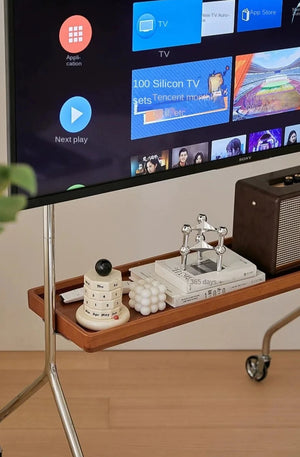 Studio Lima Stainless Steel Wooden Shelf Moving TV Stand