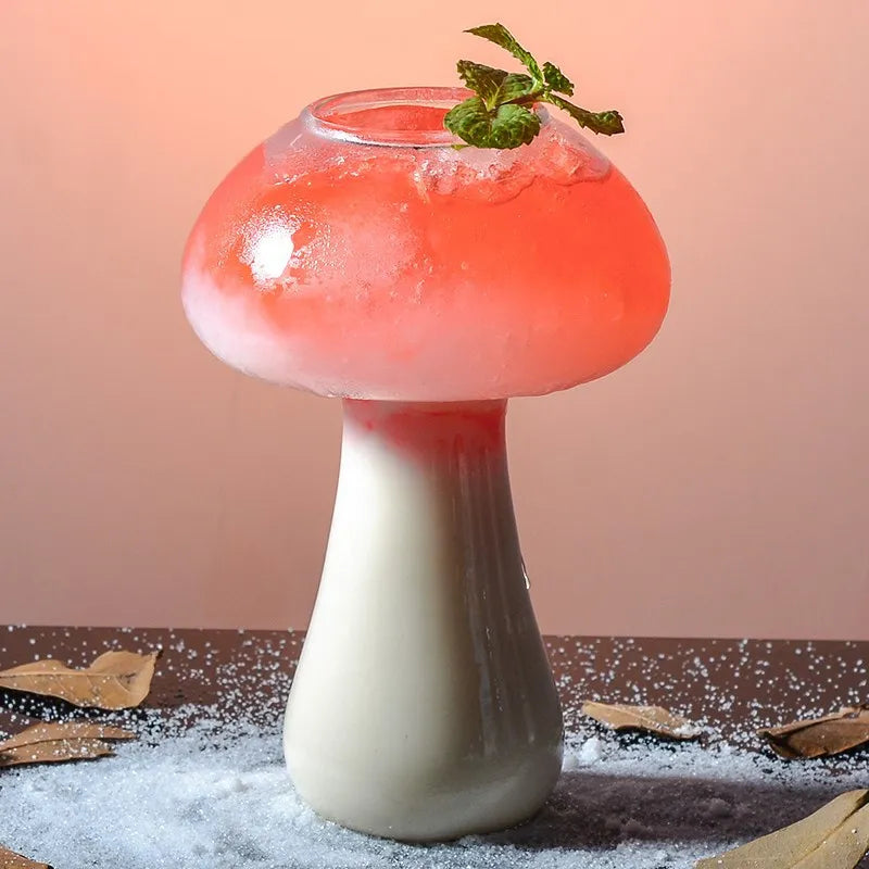 Mushroom Design Cocktail Glass with Straw