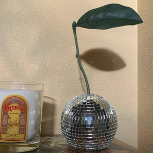 Adorno de cereza con brillo en forma de bola de discoteca