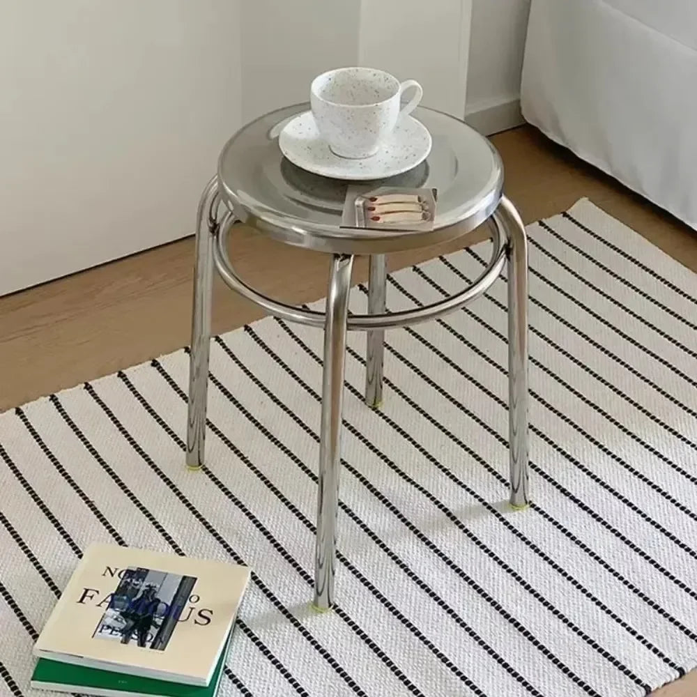 Studio Lima Stainless Steel Accent Round Stool