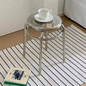 Studio Lima Stainless Steel Accent Round Stool