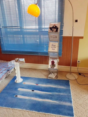 MokoMoko Blue French Abstract Art Minimalist Carpet Rug