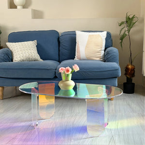 Iridescent Oval Acrylic Coffee Table