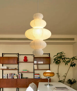 Yū Tokyo Japanese Wabi-Sabi Embossed Rice Paper Pendant Ceiling Lamp