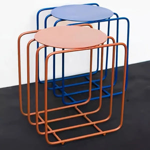 Modü Wire Frame Round Metal Side Table Rack