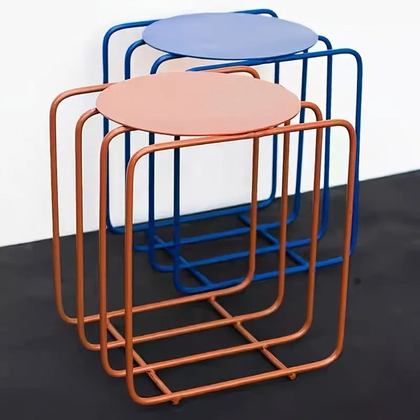 Modü Wire Frame Round Metal Side Table Rack