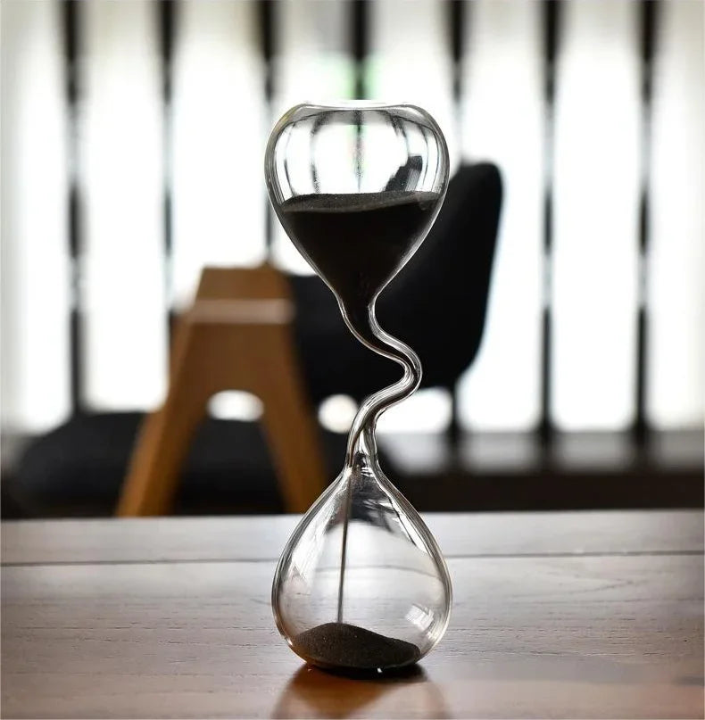 Curved Black Hourglass Sand Clock