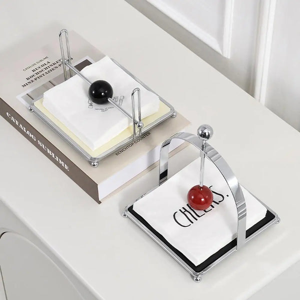 Stainless Steel Wooden Ball Napkin Holder