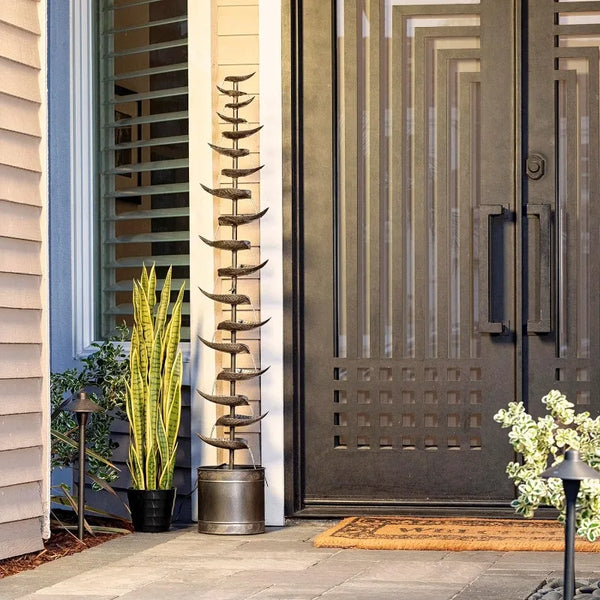 Metal Tiered Leaf Floor Water Fountain
