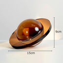 Escultura geométrica del planeta Saturno hecha a mano en cristal macizo