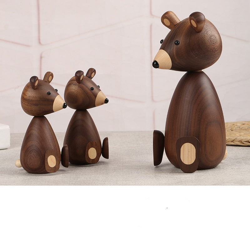 Wooden Brown Bear Sculpture