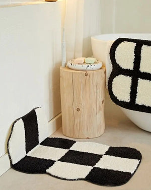 Mono Design Checker Grid Tufting Bath Mat