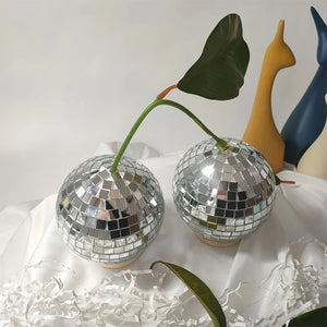 Adorno de cereza con brillo en forma de bola de discoteca