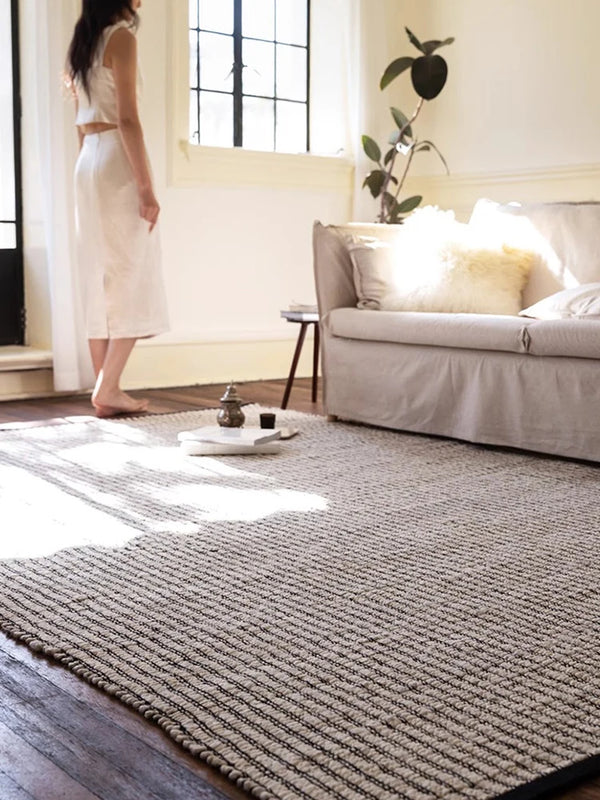 Japanese Studio Hand-Crafted Double-Sided Black Striped Area Rug [Exclusive]