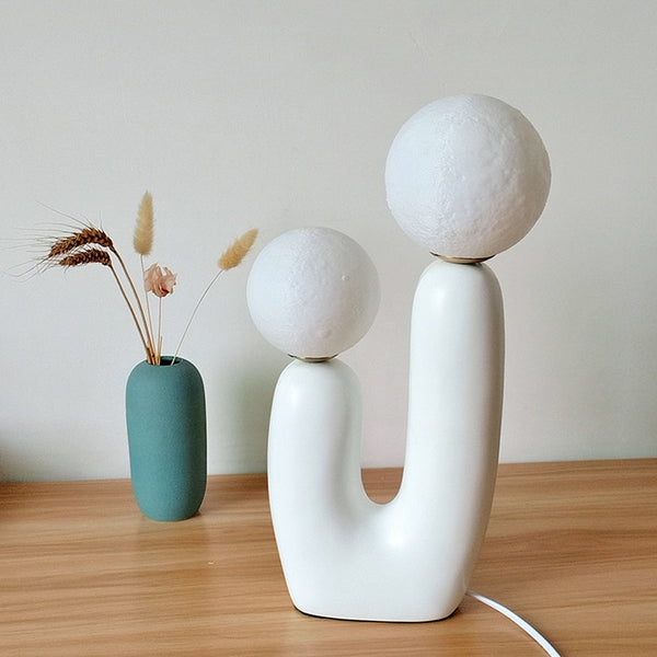 Organic Shape Twin Ball Table Lamp