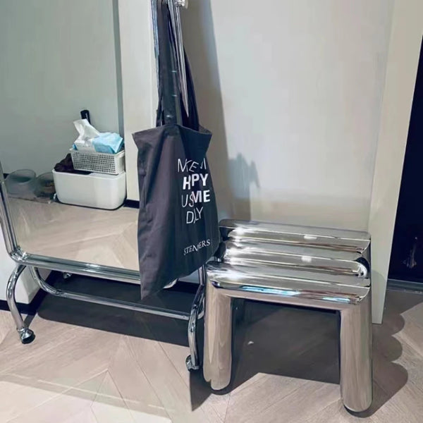 Mirror Stainless Steel Ottoman Stool