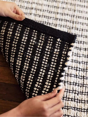 Japanese Studio Hand-Crafted Double-Sided Black Striped Area Rug [Exclusive]