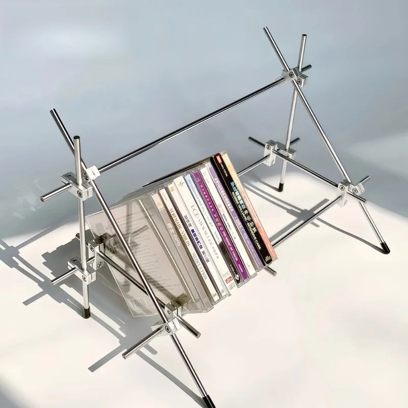 Studio Lima Stainless Steel Record Display Stand Rack