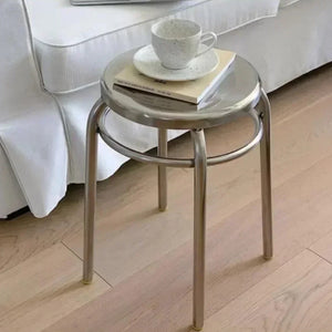 Studio Lima Stainless Steel Accent Round Stool