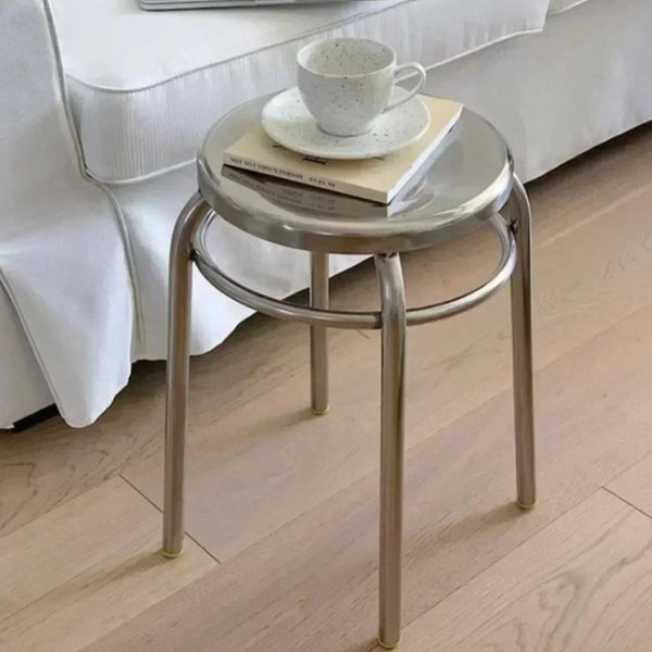 Studio Lima Stainless Steel Accent Round Stool