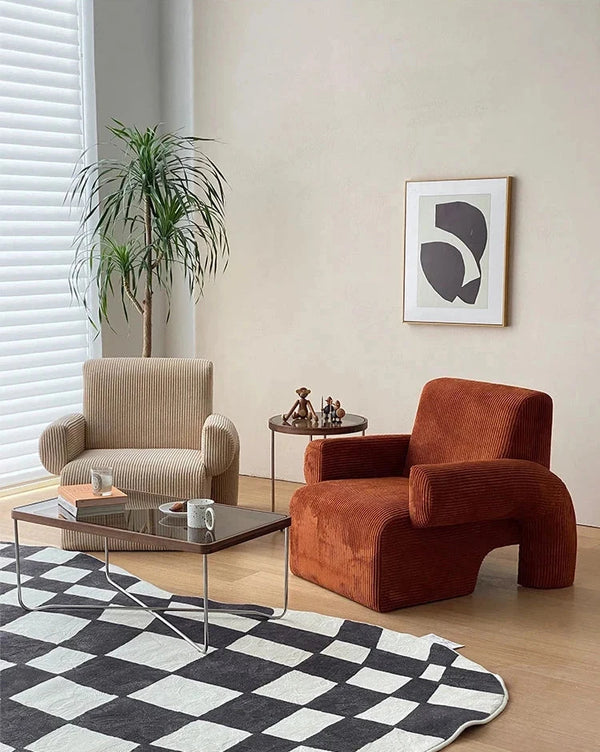 Sofá de salón con brazos de pana danesa