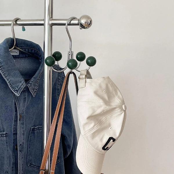 Rotating 5 Color Wooden Ball Hooks Hanger