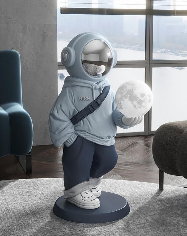 X-Large Astronaut Floor Statue with Moon Lamp