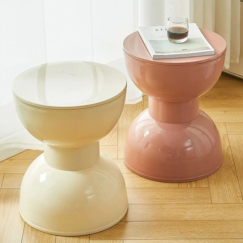 Nordic Hourgalss Glossy ABS Stool Side Table