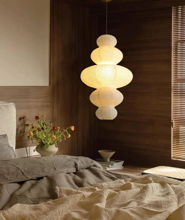 Yū Tokyo Japanese Wabi-Sabi Embossed Rice Paper Pendant Ceiling Lamp