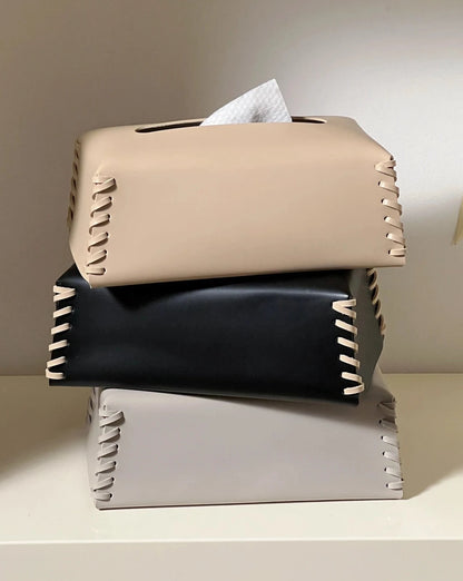 Woven Leather Hand-Crafted Tissue Holder