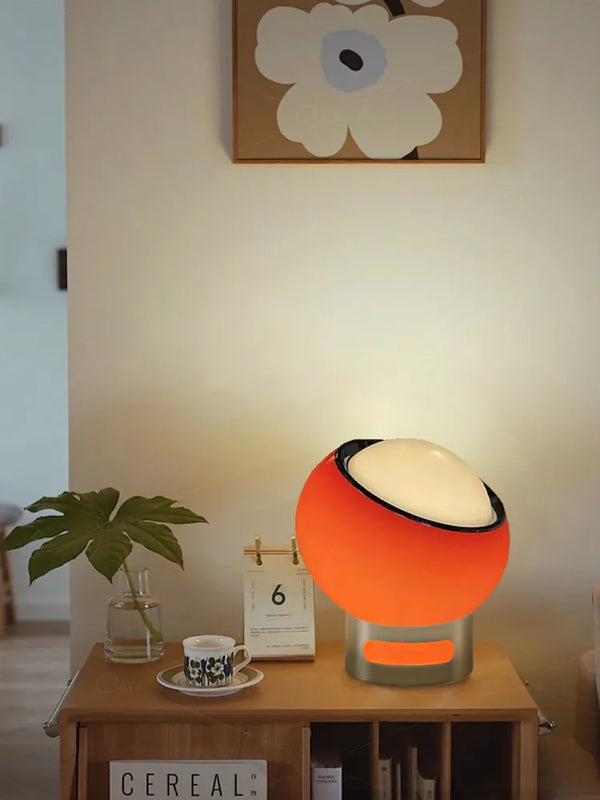 Retro Glass Stone Ball Metal Stand Table Lamp