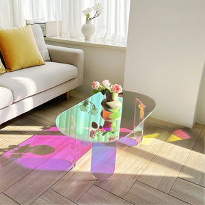 Iridescent Oval Acrylic Coffee Table