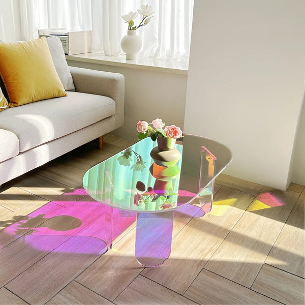 Iridescent Oval Acrylic Coffee Table