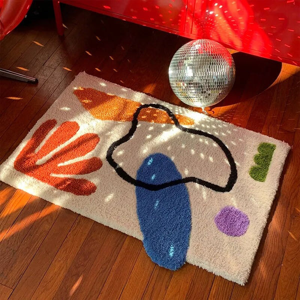 Geometric Modern Art Fluffy Hand-Crafted Rug