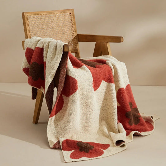 Floral Knitted Microfiber Throw Blanket