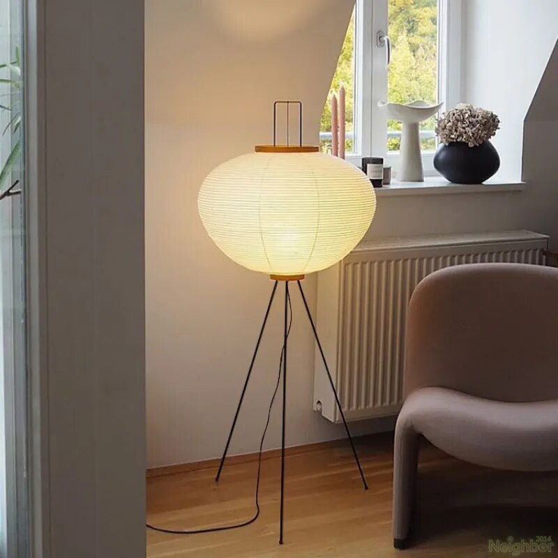 Yū Tokyo Japanese Wabi-Sabi Style Rice Paper Round Floor Lantern Lamp