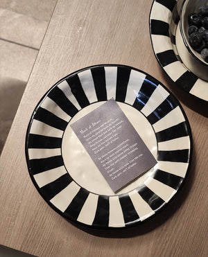 Black & White Striped Ceramic Plate