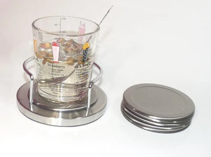 Stainless Steel 6-Piece Coaster Set with Holder