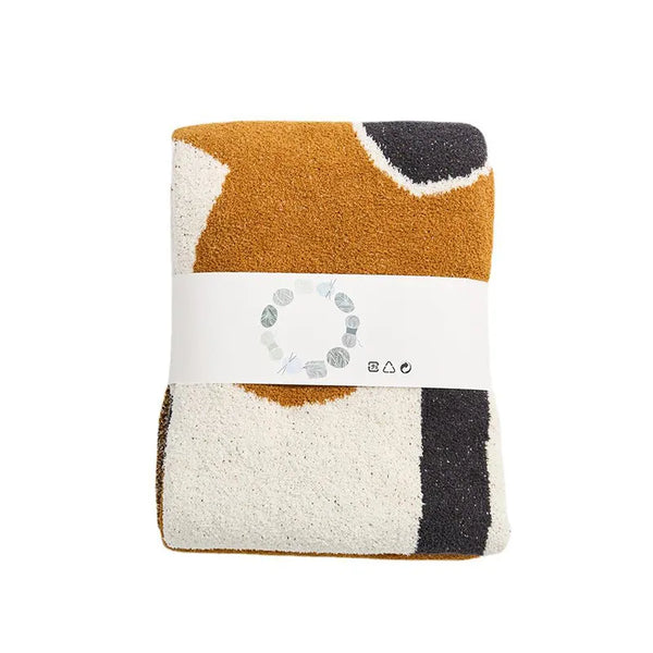 Brown Flower Knitted Throw Blanket