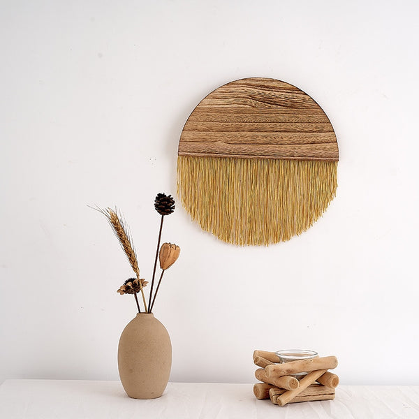 Semicircle Wooden Board Hand-Woven Macrame Tapestry