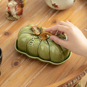 Essteller mit Keramikdeckel „Kürbis“