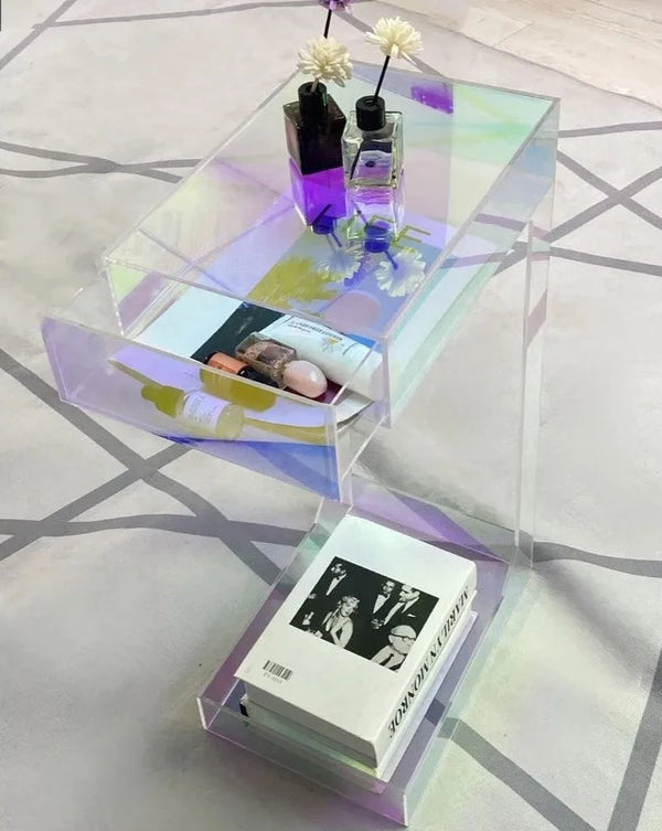 Nordic Iridescent Acrylic Drawer Side Table