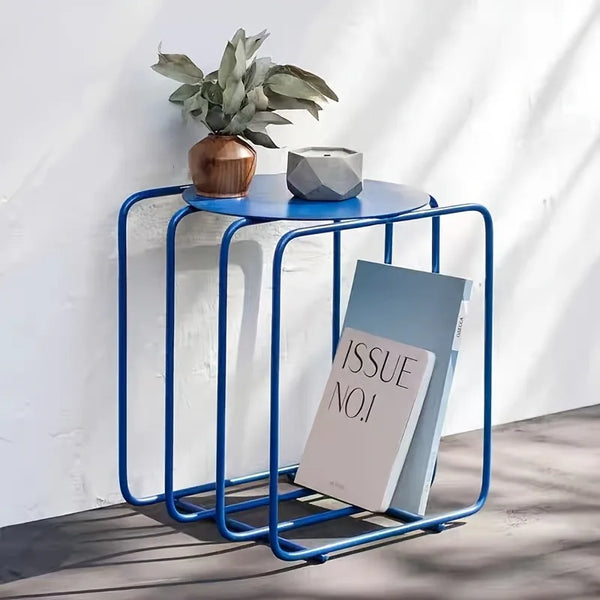Modü Wire Frame Round Metal Side Table Rack