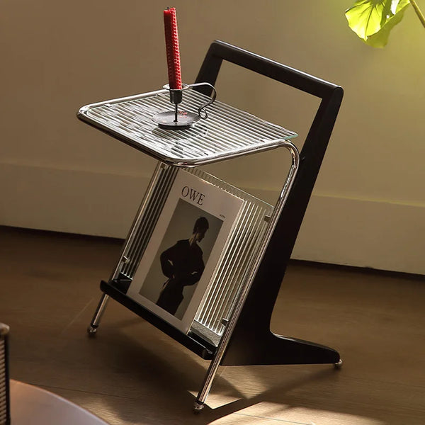 Yū Tokyo Japanese Style Solid Wood Handle Metal Frame Side Table