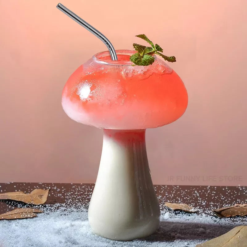 Mushroom Cocktail Glass with Straw