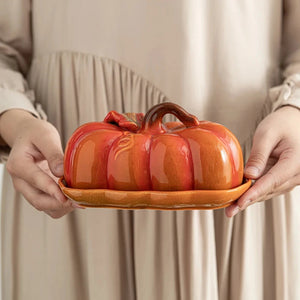 Essteller mit Keramikdeckel „Kürbis“