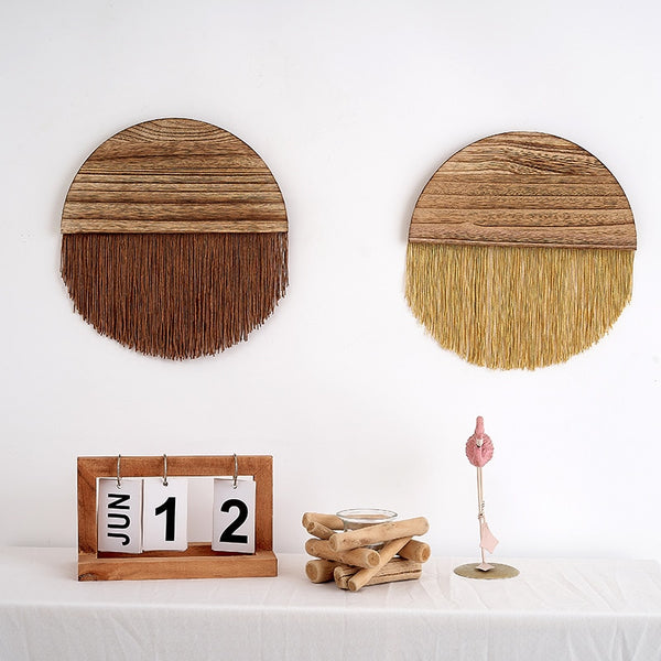 Semicircle Wooden Board Hand-Woven Macrame Tapestry