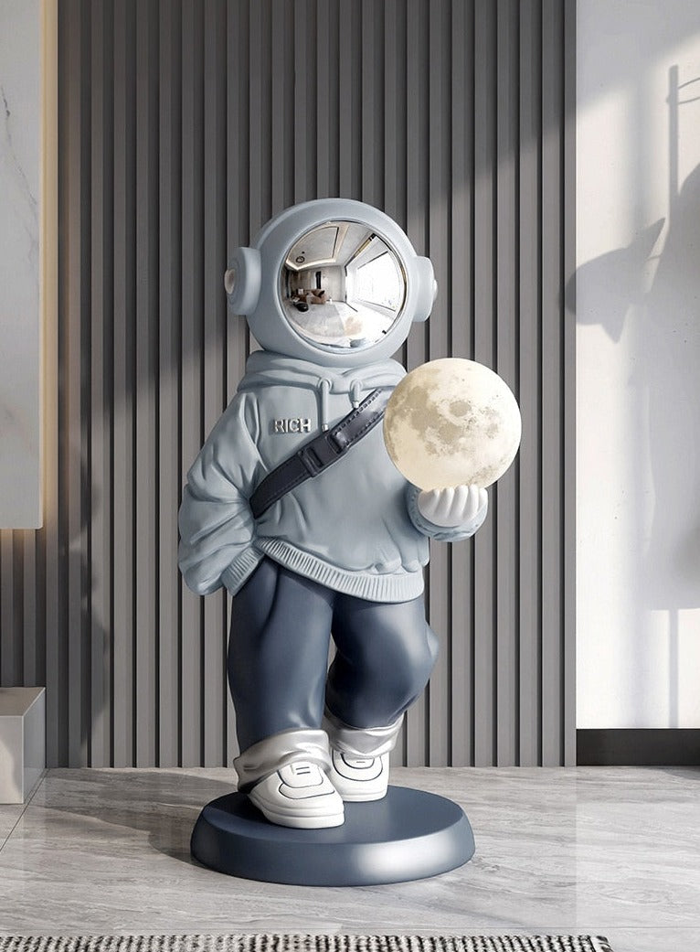 X-Large Astronaut Floor Statue with Moon Lamp
