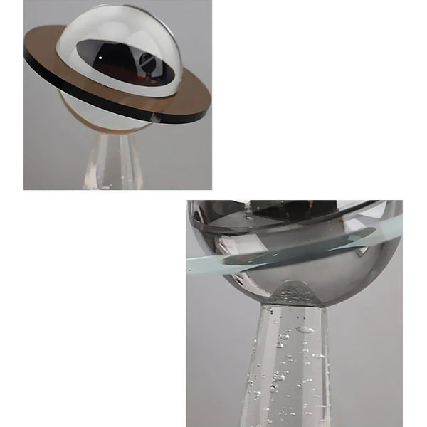 Escultura del planeta Saturno hecha a mano en cristal macizo con soporte
